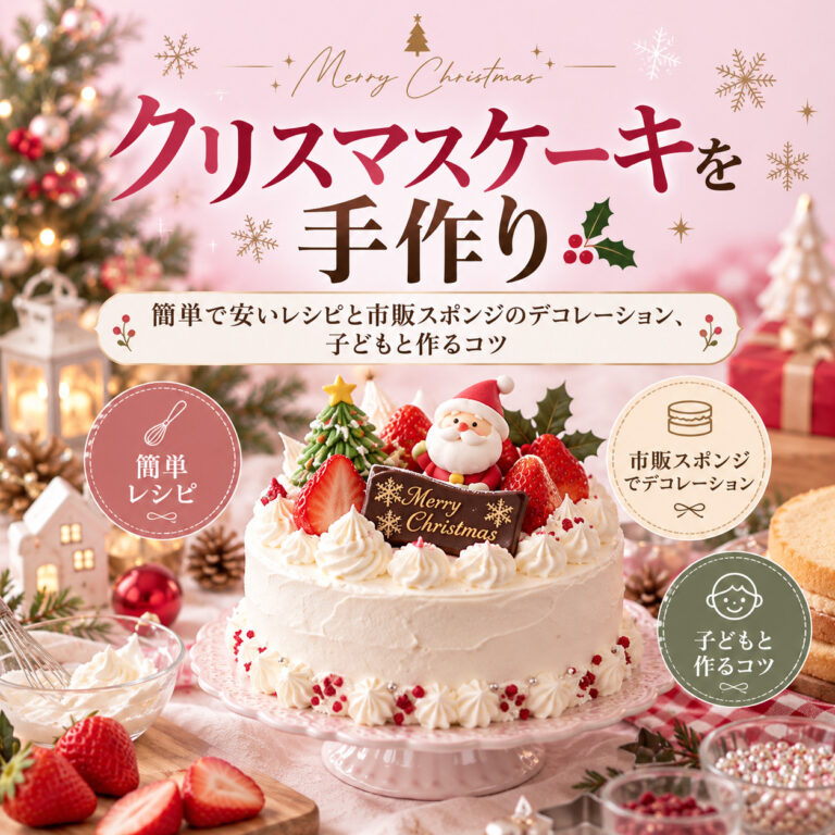 クリスマスケーキを手作り｜簡単で安いレシピと市販スポンジのデコレーション、子どもと作るコツ